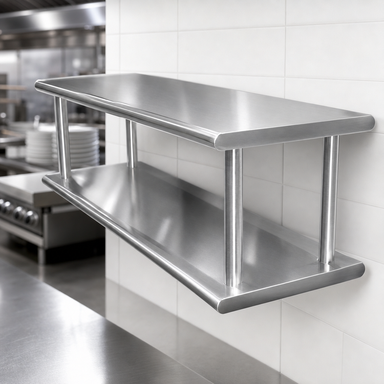 Product image #4 for Advance Tabco Double-Tier Pass-Thru Shelf, 48 x 24 Inch, Wall Mounted Stainless Steel