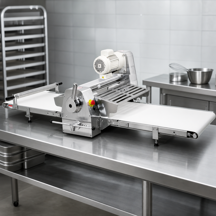 Product image #4 for Omcan Stainless Steel Countertop Reversible Dough Sheeter with 20.5-Inch Steel Rollers, 220V, 1-Phase
