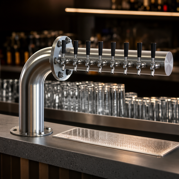 Product image #4 for Perlick 4062-8L L Brew Pipe Left-Mount Countertop Glycol-Cooled 8-Faucet Draft Beer Tower