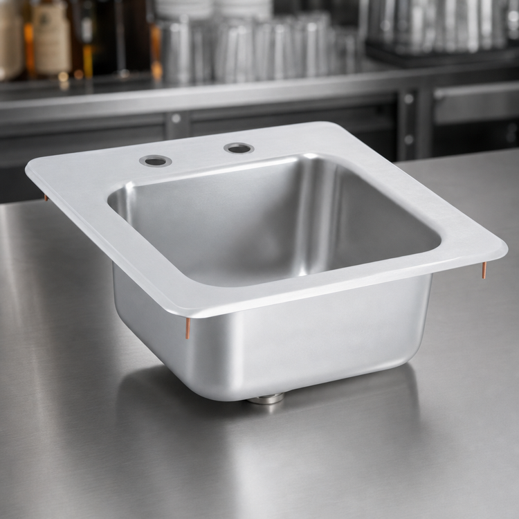Product image #4 for Vollrath Drop-In Underbar Bar Sink with 11 x 10 Inch Bowl, Self-Rimming, 304 Stainless Steel, Strainer
