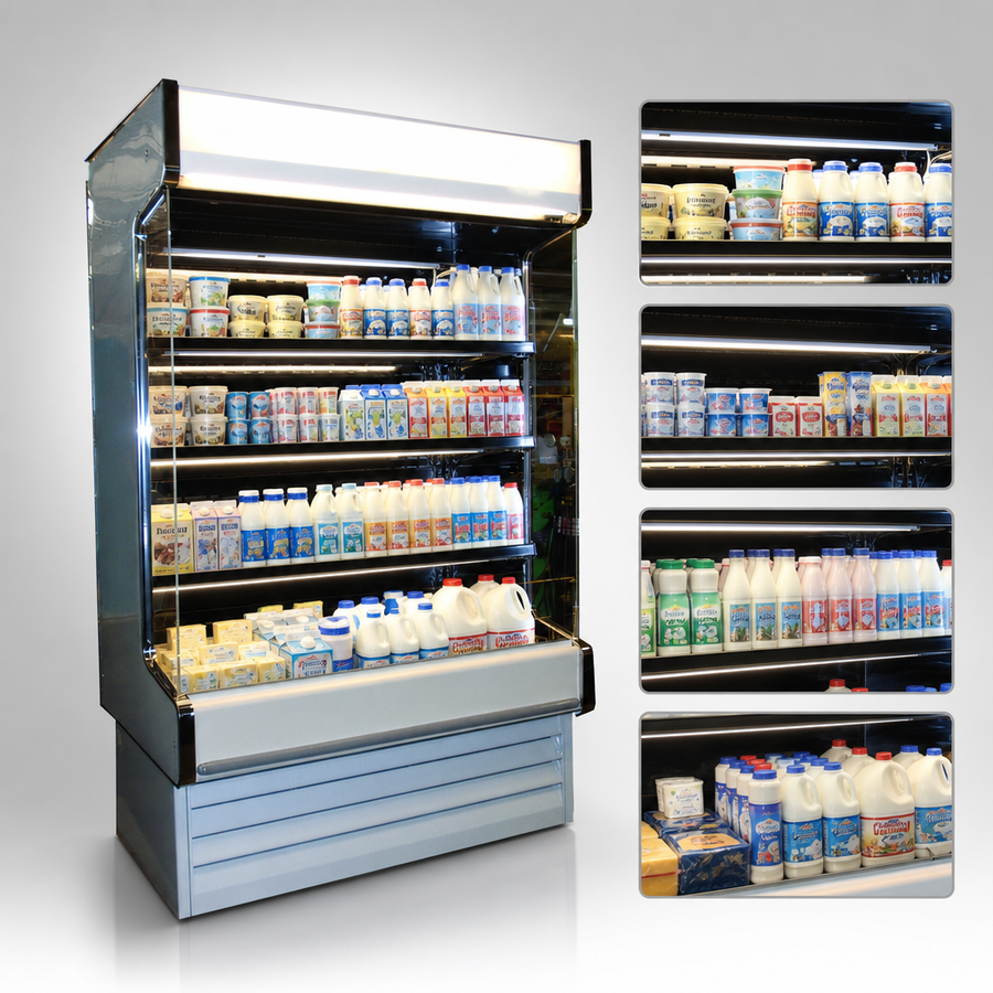 Four Rows of Lighted Shelving