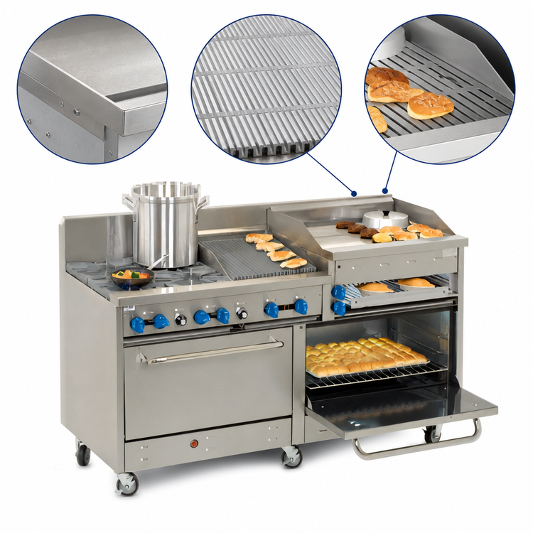 Product image #4 for Comstock-Castle 72-Inch Gas Range with 6 Star Burners, 36-Inch Raised Griddle, and 2 Ovens