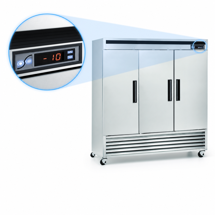 Product image #4 for Maxx Cold Three-Section Reach-In Freezer, 66.7 Cu. Ft., Bottom-Mount Self-Contained, Stainless Steel