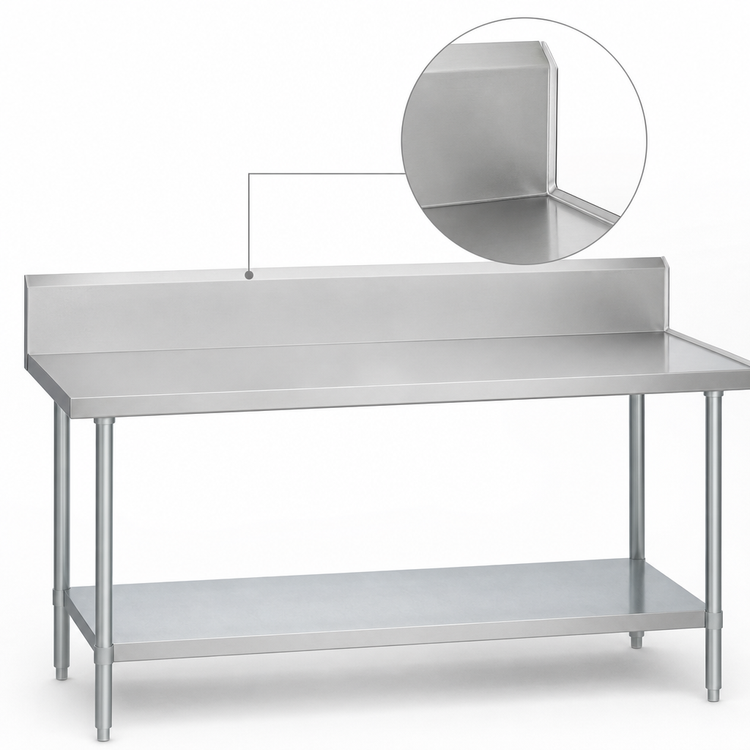 Product image #4 for Duke 108-Inch x 30-Inch Stainless Steel Work Table with 10-Inch Riser and Galvanized Undershelf