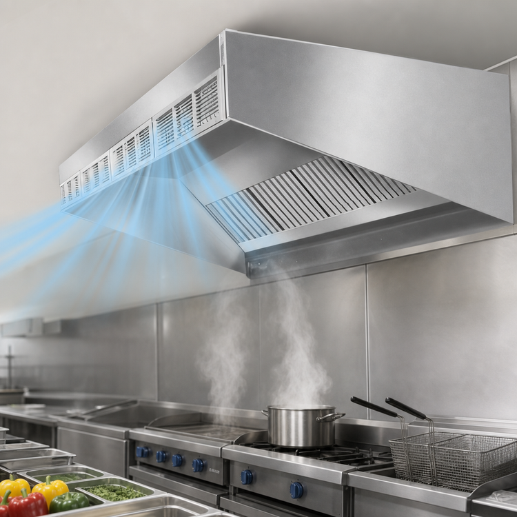 Product image #4 for SpecAIR HESFA96-126 Wall Type Front Discharge Make-Up Air Exhaust Hood, 126"W