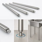 Thumbnail image #5 for John Boos SLEG-22B-4 Stainless Steel Sink Legs and Feet Set of 4, 22-Inch High, 1-5/8-Inch Diameter, Adjustable Bullet Feet