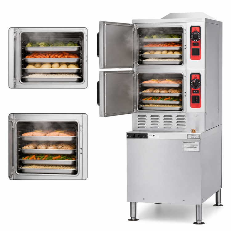 Product image #5 for Vulcan PowerSteam Gas Convection Steamer with Superheated Steam, 2 Compartments, 24-Inch Cabinet Base, 10-Pan Capacity