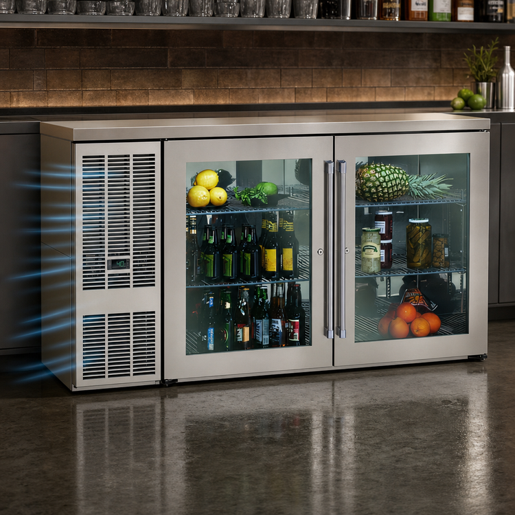 Product image #4 for Perlick 60-Inch Self-Contained Two-Section Glass Door Back Bar Refrigerator