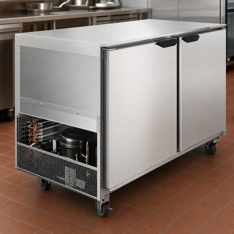 Product image #5 for Beverage-Air 48-Inch Two-Section Undercounter Refrigerator, 11.82 Cu. Ft., Rear-Mounted Self-Contained, Stainless Steel