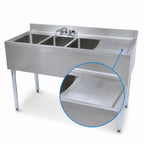 Thumbnail image #4 for BK Resources UB4-21-348RS 48-Inch Three-Compartment Stainless Steel Underbar Sink with Right Drainboard, Backsplash, and Faucet