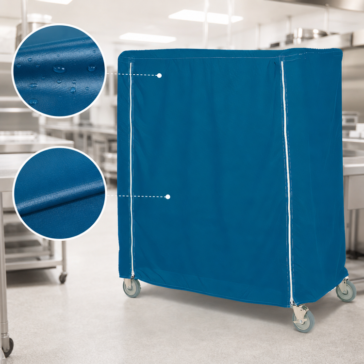 Product image #4 for Metro Waterproof Vinyl-Nylon Banquet Cart Cover, 60 x 21 x 62 Inch, Mariner Blue