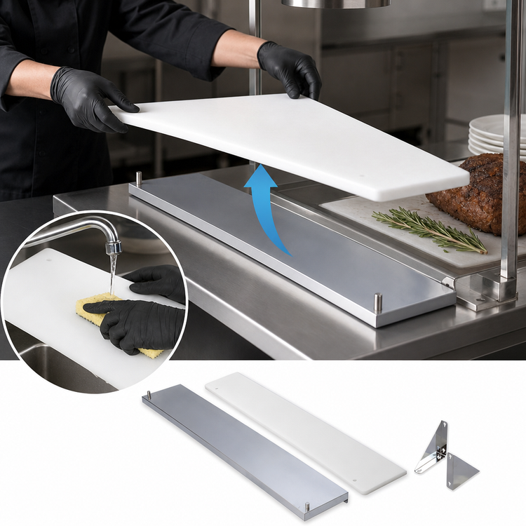 Product image #5 for Serv-Ware CBK-4 Stainless Steel Cutting Board Kit with Removable Board for EST4-1 and EST4-2 Carving Stations