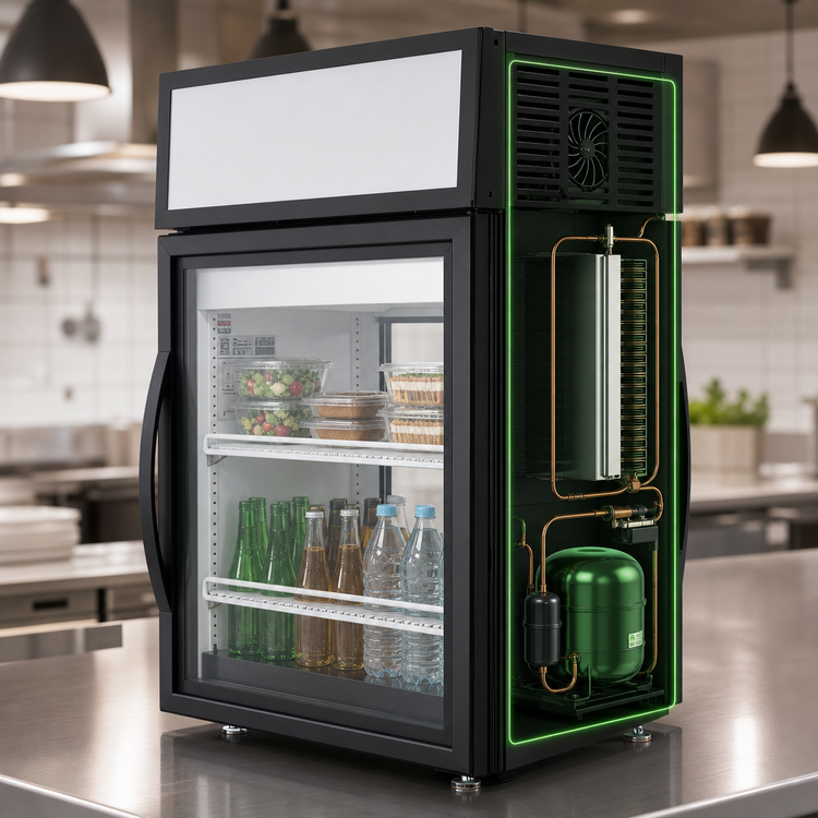 Product image #5 for True Countertop Pass-Thru Glass Door Merchandiser Refrigerator, Black