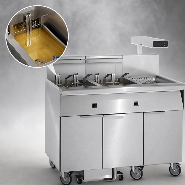 Product image #4 for Imperial IFSCB650EU Electric Floor Model 6-Tank Battery Fryer with Built-In Filter System