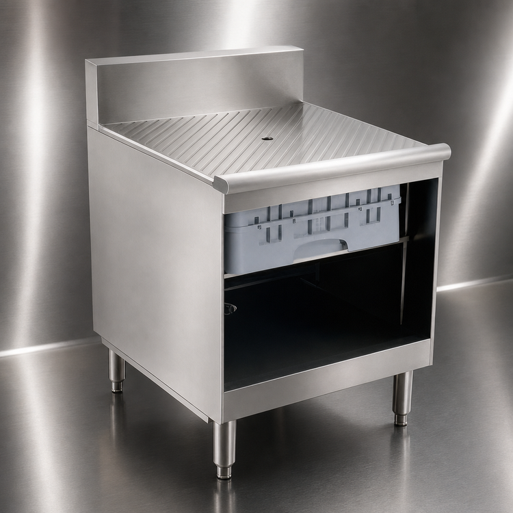 Product image #4 for Eagle 1800 Series Underbar Glass Rack Storage Unit with Recessed Worktop, 12 Inch Wide, 304 Stainless Steel