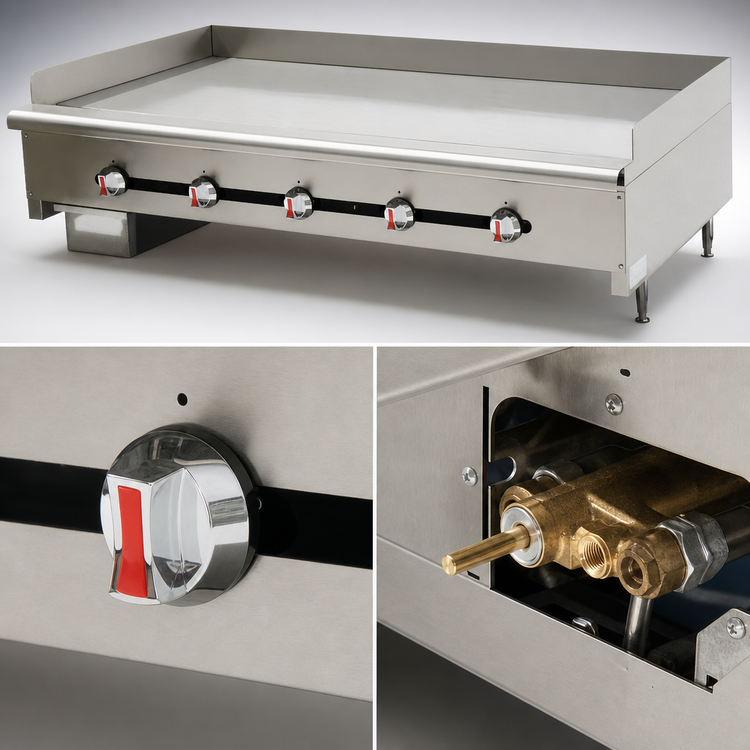 Product image #4 for Comstock-Castle 36-Inch Countertop Gas Griddle with Manual Controls and 1-Inch Polished Steel Plate