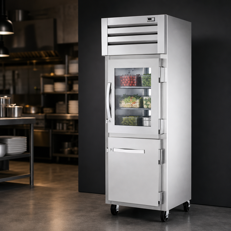 Product image #4 for True SPEC SERIES One-Section Pass-Thru Reach-In Refrigerator with Glass and Stainless Steel Half Front Doors and Glass Rear Door
