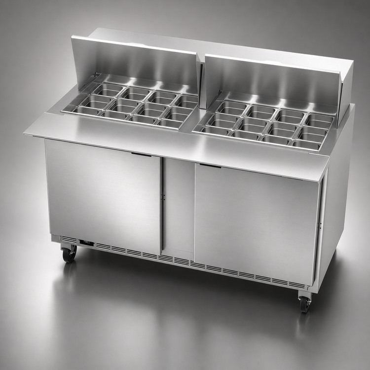 Product image #5 for Beverage-Air SPE60HC-24M Two-Section Mega Top Sandwich Prep Table, 60-Inch, 24-Pan Capacity