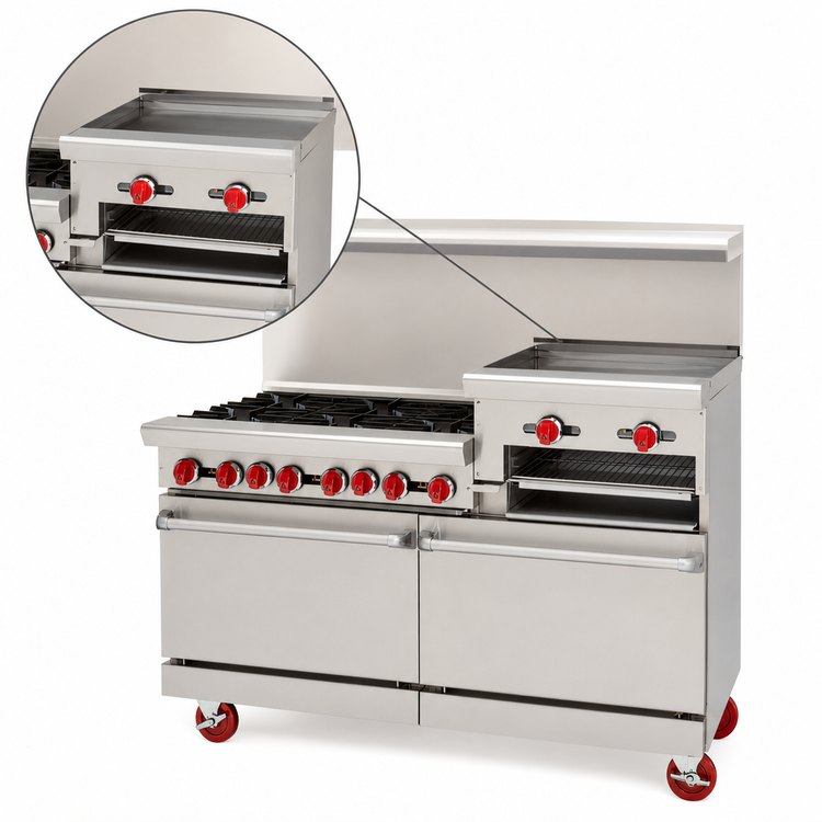 Product image #4 for American Range 36-Inch Gas Restaurant Range with 4 Open Burners and 12-Inch Griddle/Broiler