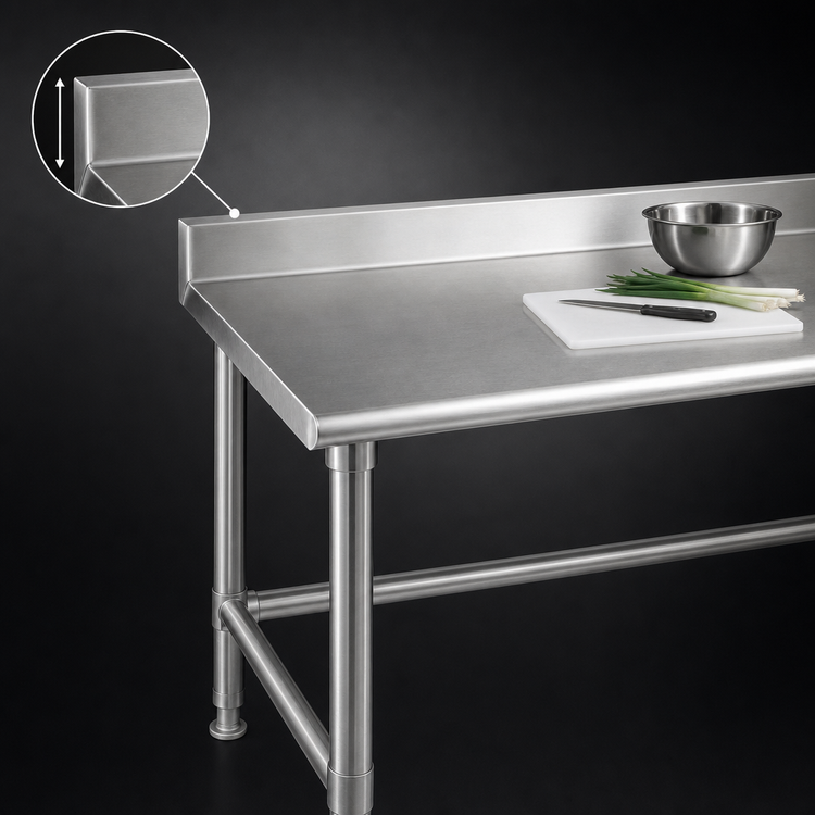 Product image #4 for Spec-Master 144" x 24" Stainless Steel Work Table with 4-1/2" Backsplash and Tubular Base