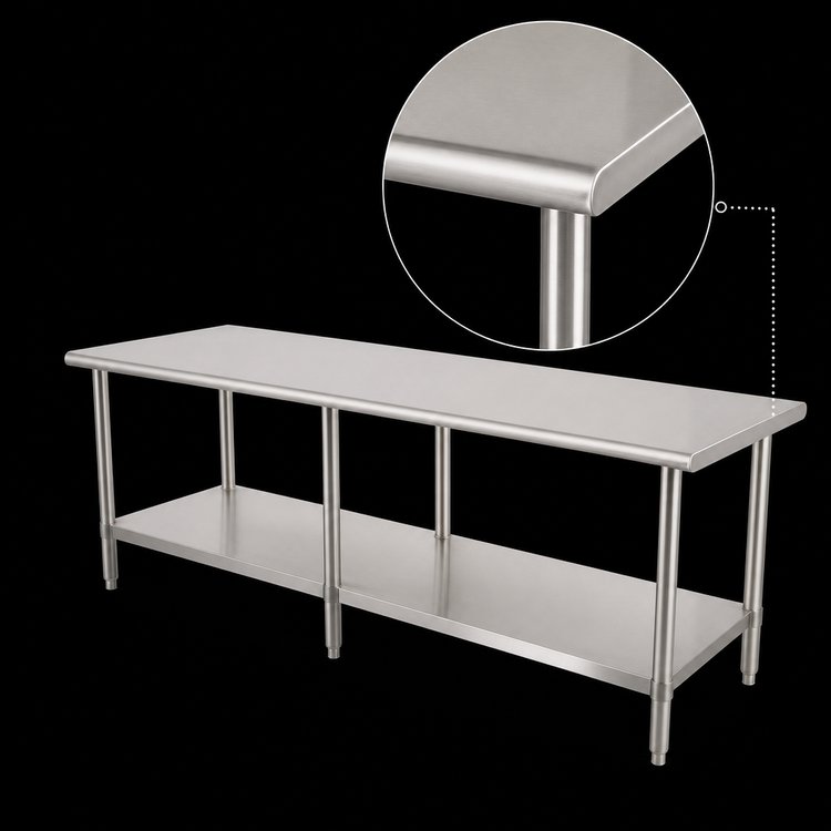 Product image #4 for Eagle Group Budget Series 144-Inch x 24-Inch 430 Stainless Steel Work Table with Adjustable Undershelf