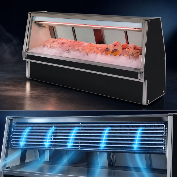 Product image #4 for Howard-McCray 34N Series 120-Inch Fish/Poultry Remote Refrigerated Service Case with Straight Glass Front and LED Lighting