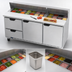 Thumbnail image #5 for Beverage-Air 72-Inch Three-Section Sandwich Top Refrigerated Prep Table with 18-Pan Opening, 2 Drawers, 2 Doors and Cutting Board