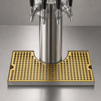 Thumbnail image #4 for Micro Matic USA DP-1020DSSPVD Surface-Mount Stainless Steel Draft Beer Drip Tray Trough with PVD Brass Screen, 14 x 8 Inches