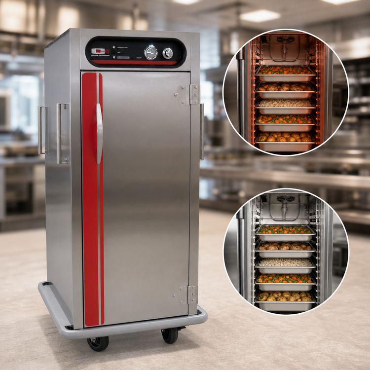 Product image #4 for EnduraHeat Full-Size Stainless Steel Heated Satellite Transport Cart with Universal Slides