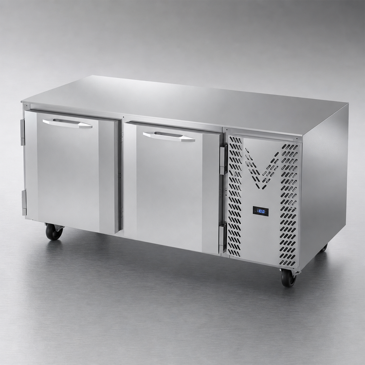 Product image #4 for Victory Refrigeration VUF67HC Two-Section Undercounter Freezer, 67-1/8 Inch Wide, Side-Mounted Self-Contained Refrigeration