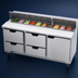 Thumbnail image #5 for Beverage-Air SPED72HC-18-4 Three-Section 72-Inch Sandwich Top Refrigerated Prep Table with 4 Drawers, 1 Door, and 18-Pan Rail