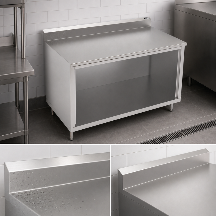 Product image #4 for John Boos Stainless Steel Cabinet Base Work Table with Open Front, 48 x 24 Inch, 5 Inch Backsplash