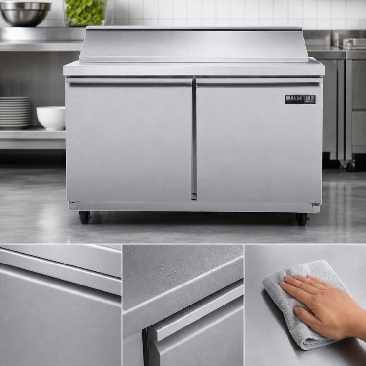 Product image #4 for Maxx Cold V-Series 48-Inch Megatop Salad and Sandwich Prep Table, 12.8 Cu. Ft., 2 Solid Doors