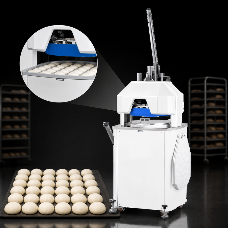 Product image #4 for Doyon DSA4430 Semi-Automatic Wheel-Mounted Dough Divider/Rounder, 30-Piece, 4 kg Capacity