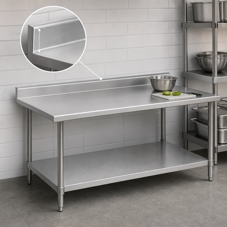 Product image #4 for Spec-Master Stainless Steel Work Table with Backsplash and Adjustable Undershelf, 84 x 24 Inches