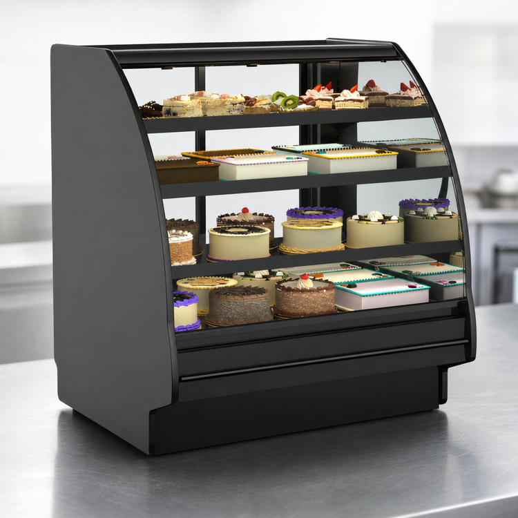 Product image #4 for Structural Concepts Fusion 123-3/8 Inch Wide Curved Refrigerated Service Case with Lift-Up Front Glass and Remote DX Refrigeration