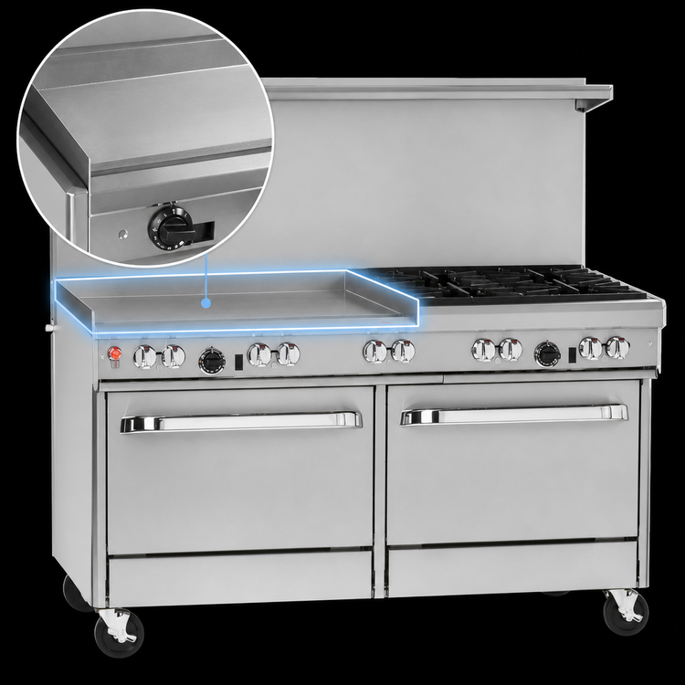 Product image #4 for Southbend Ultimate 60-Inch Gas Restaurant Range with 4 Non-Clog Burners, 36-Inch Griddle, and 2 Standard Ovens