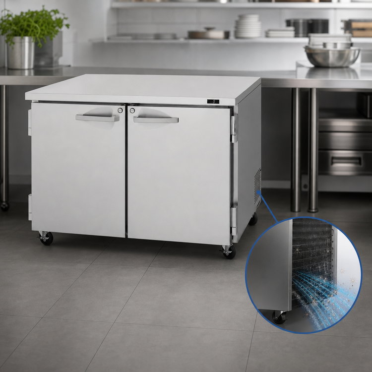 Product image #4 for Turbo Air PRO Series Two-Section Undercounter Freezer, 12.2 Cu. Ft., Solid Doors, Stainless Steel