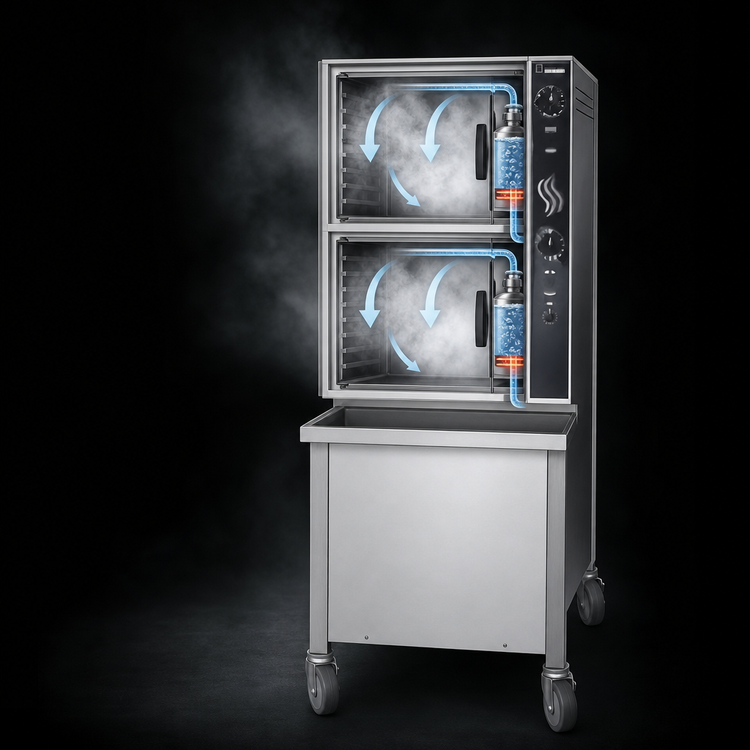 Product image #4 for Groen HyperSteam HY-6G Gas Convection Steamer with 2 Compartments, Twin Generators and Cabinet Base