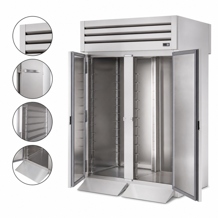 Product image #4 for True Spec Series Roll-Thru Two-Section Heated Holding Cabinet with Front and Rear Solid Swing Doors