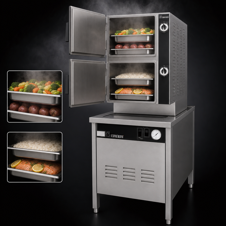 Product image #4 for Groen HyPlus HY-6SG-24 Gas Pressureless Steamer, 2 Compartments, 24-Inch Cabinet Base