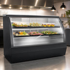 Thumbnail image #4 for Beverage Air CDR6HC-1-B-D Floor Model Dry Deli Display Case, 21 Cu. Ft., Curved Glass, Black Exterior, 2 Adjustable Shelves