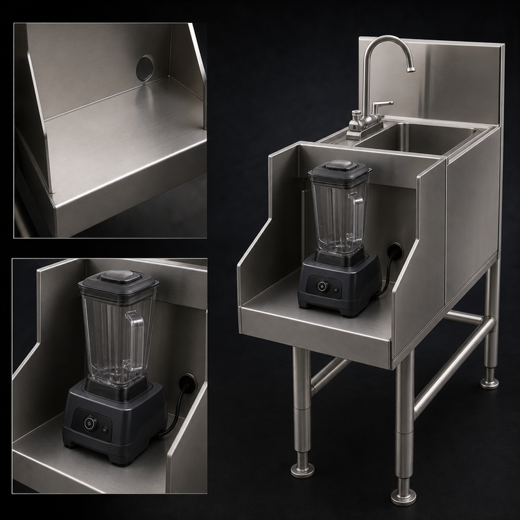 Product image #4 for Eagle Spec-Bar Stainless Steel Freestanding Wet Waste Blender Station with 6-Inch Sink, Glass Filler, 12 x 19 Inches