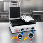 Thumbnail image #4 for Eurodib SFE02365240 Commercial Double Countertop Panini Press, Ribbed Cast Iron Plates, 18 x 11 Inches, 240V