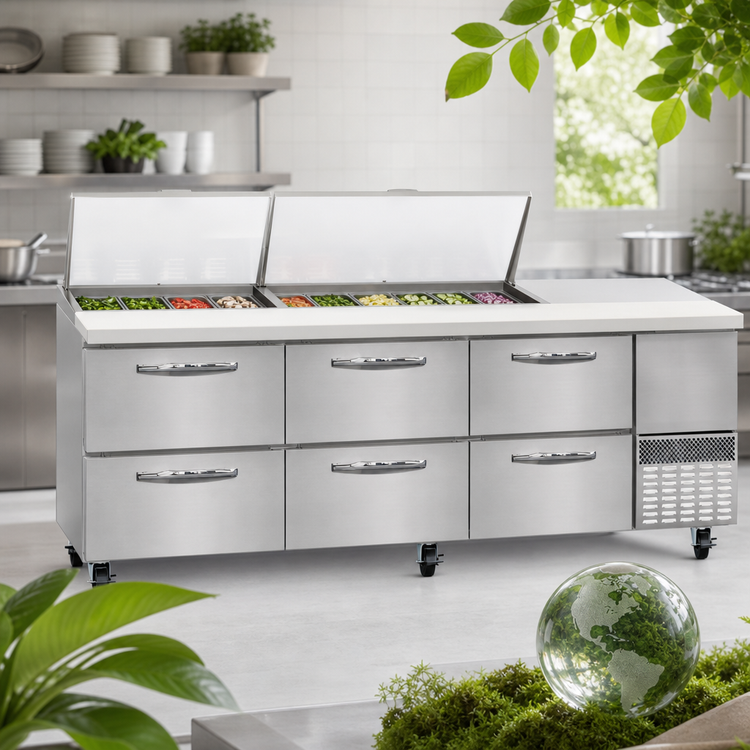 Product image #4 for Continental Refrigerator RA93N30M-D 93-Inch Mighty Top Refrigerated Sandwich Prep Table with 6 Drawers and 30 Pan Capacity
