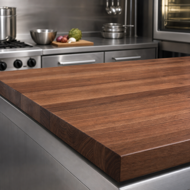 Product image #4 for Boos Block American Black Walnut Edge Grain Kitchen Countertop, 144 x 36 x 3 Inch, Varnique Finish