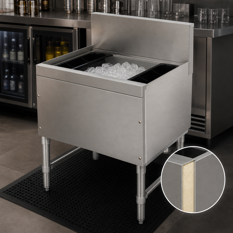 Product image #4 for Advance Tabco Prestige Supreme 12-Inch Wide Stainless Steel Underbar Ice Chest, 32 lb Capacity, Without Cold Plate