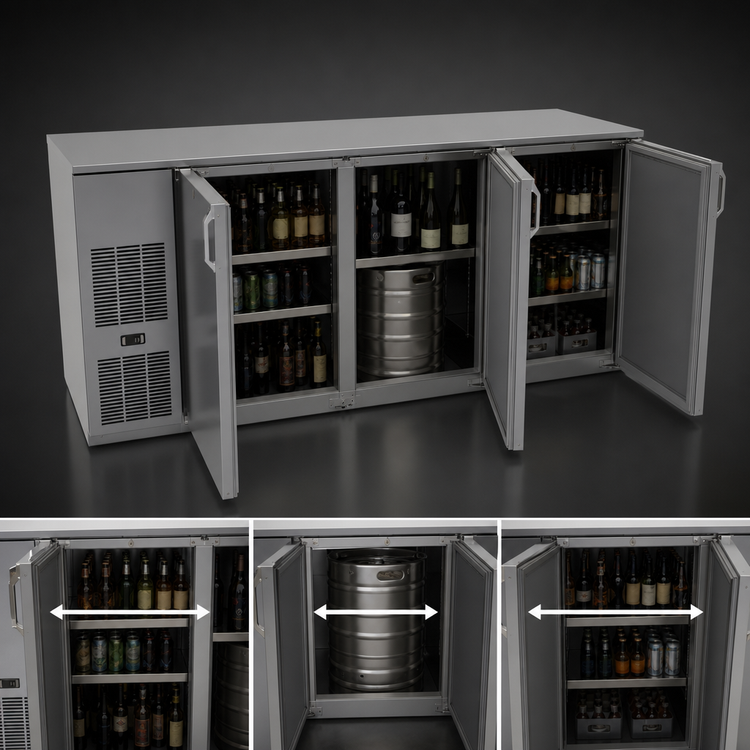 Product image #4 for Glastender C1FB84 84-Inch Three-Section One-Zone Front-Serviced Bar Profile Back Bar Cooler