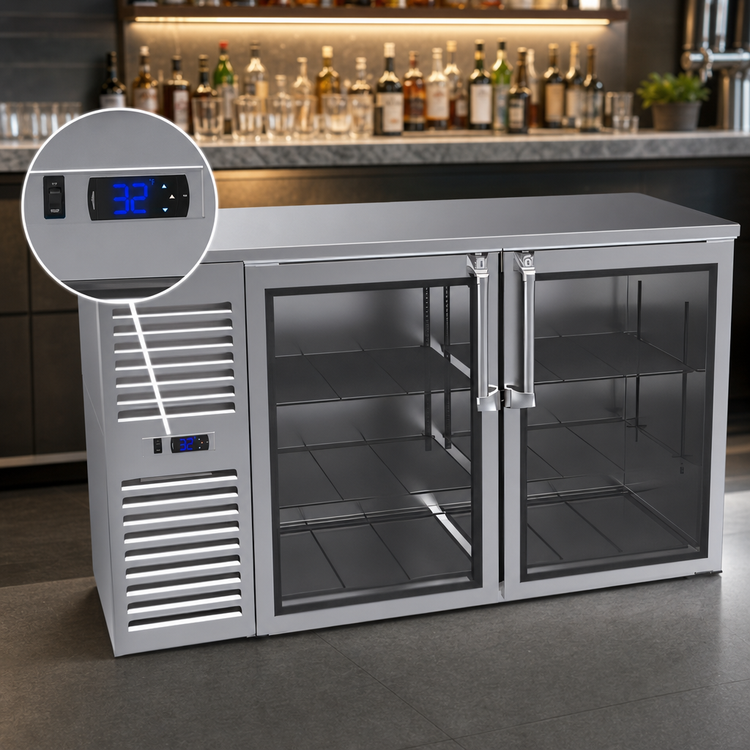 Product image #4 for Krowne 60-Inch Two-Section Refrigerated Back Bar Storage Cabinet with Solid Swing Doors