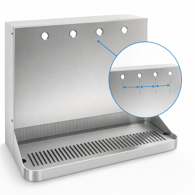 Product image #4 for Micro Matic USA SB420 Underbar 4-Faucet Glycol-Cooled Draft Beer Dispenser Shell with Drip Tray, Brushed Stainless Steel